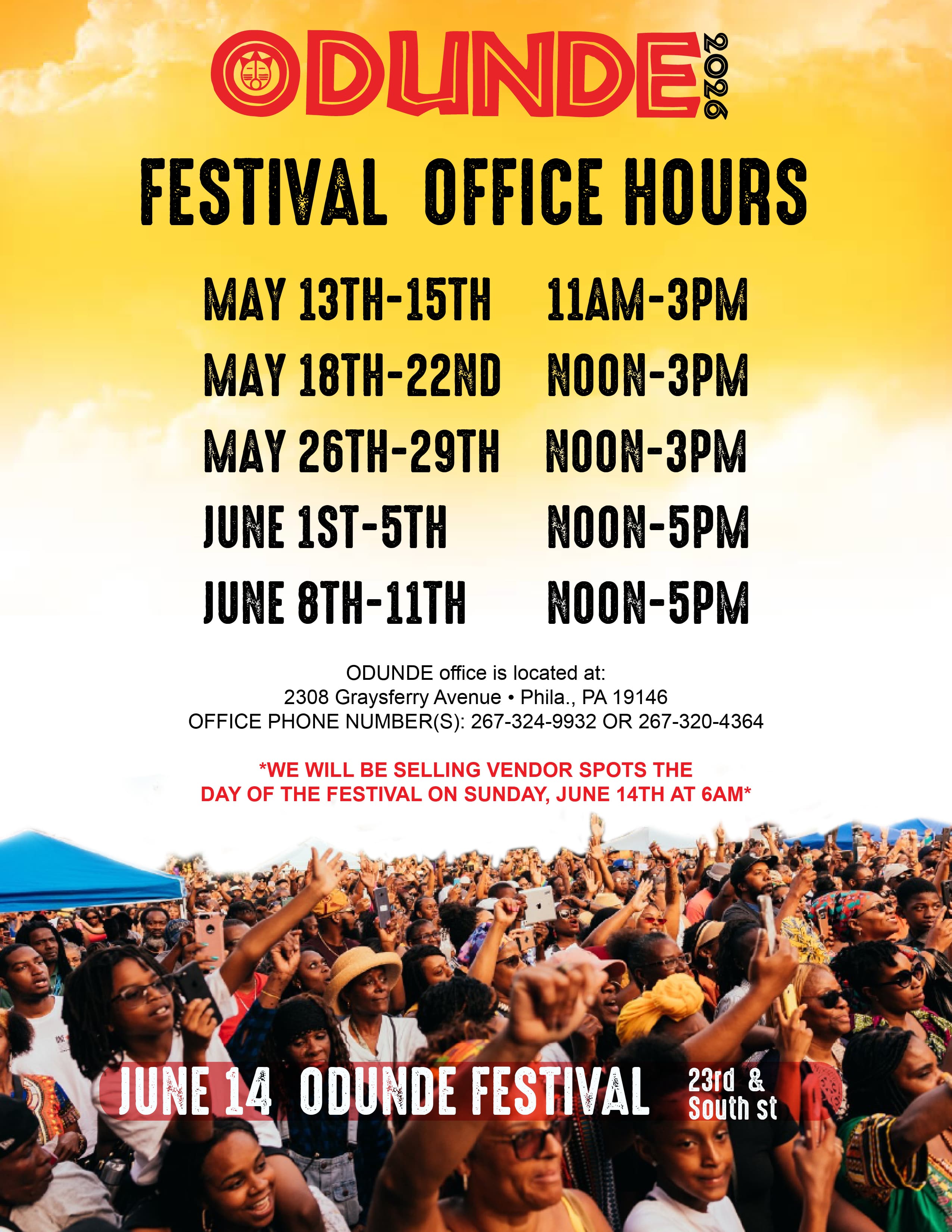 ODUNDE 2026 Festival Office Hours flyer